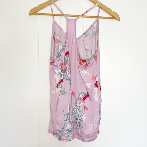 Josie Natori meadow sunrise pajama and robe set Small purple floral satin tank - Picture 9 of 16